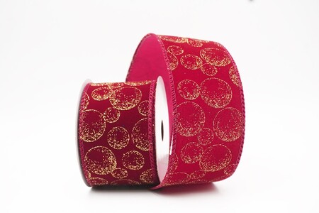 Burgundy Glitter Ornament Orb Wired Ribbon_KW0459GC-8-8